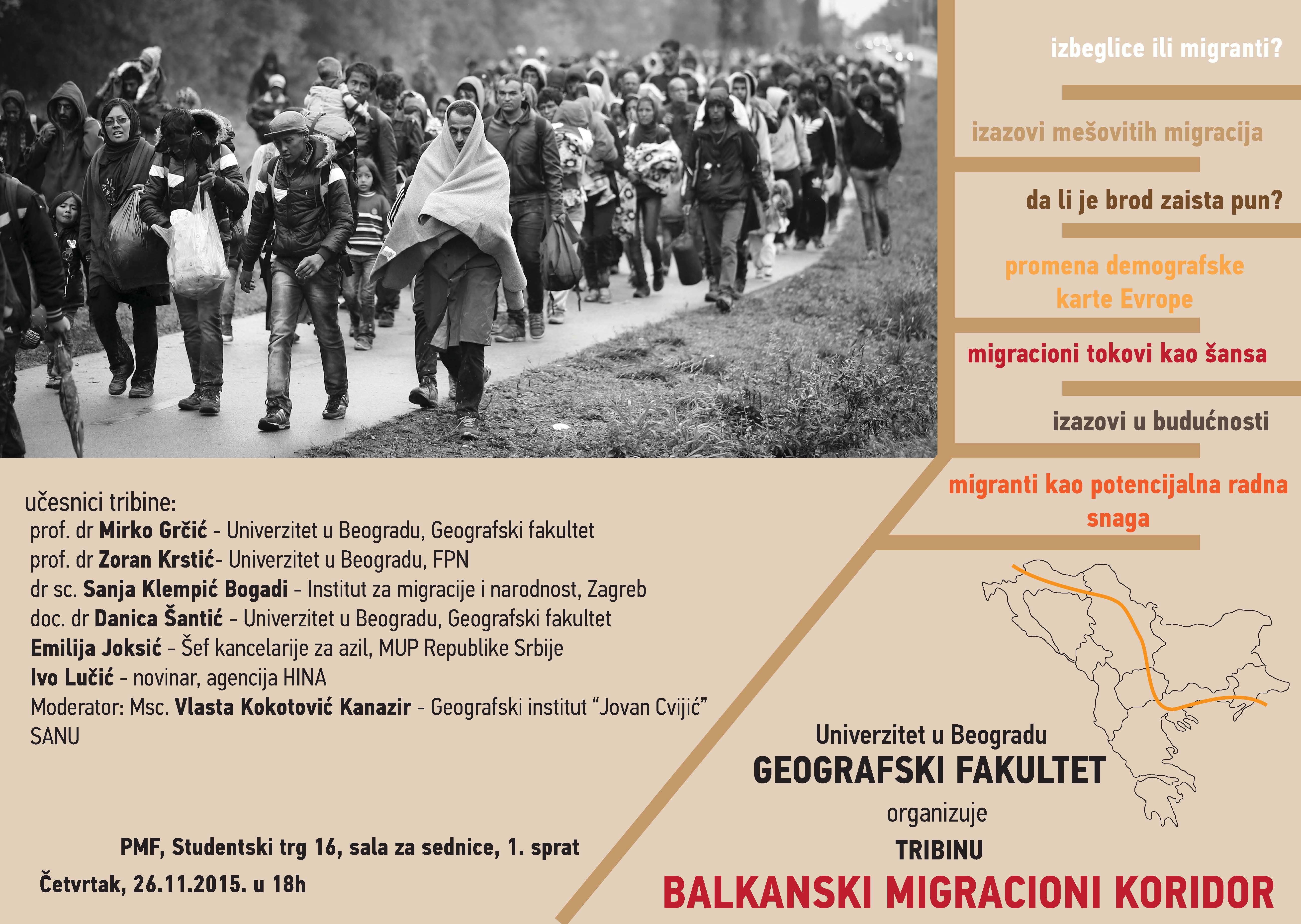 POZIV NA TRIBINU “BALKANSKI MIGRACIONI KORIDOR“