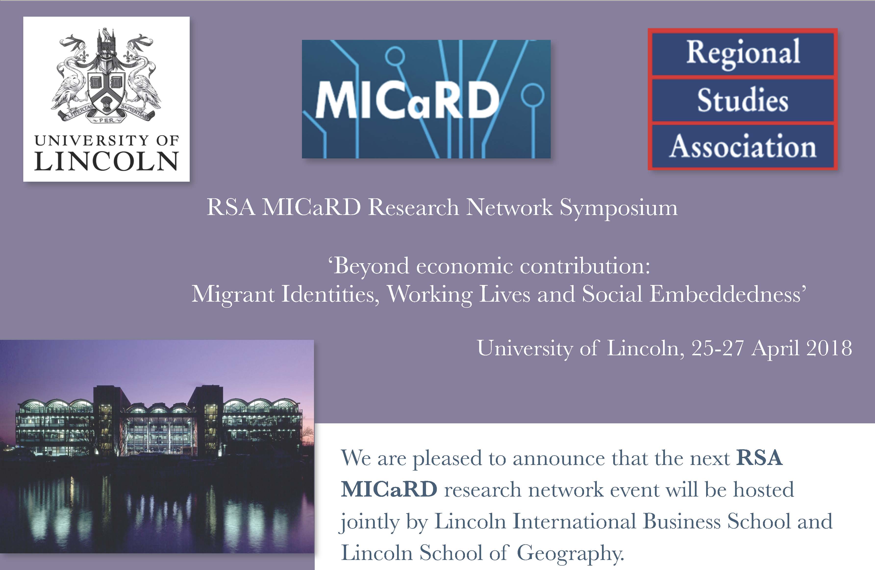 RSA MICaRD RESEARCH NETWORK SYMPOSIUM – ‘BEYOND ECONOMIC CONTRIBUTION: MIGRANT IDENTITIES, WORKING LIVES AND SOCIAL EMBEDDEDNESS’