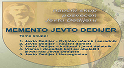 NAUČNI SKUP „MEMENTO JEVTO DEDIJER“, TREBINjE 2018 – PRODUŽEN ROK ZA SLANjE RADOVA